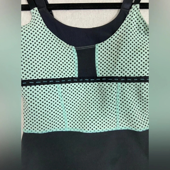 Lululemon athletica mint green polka dot black double strap tank Sz 4 - Picture 3 of 9